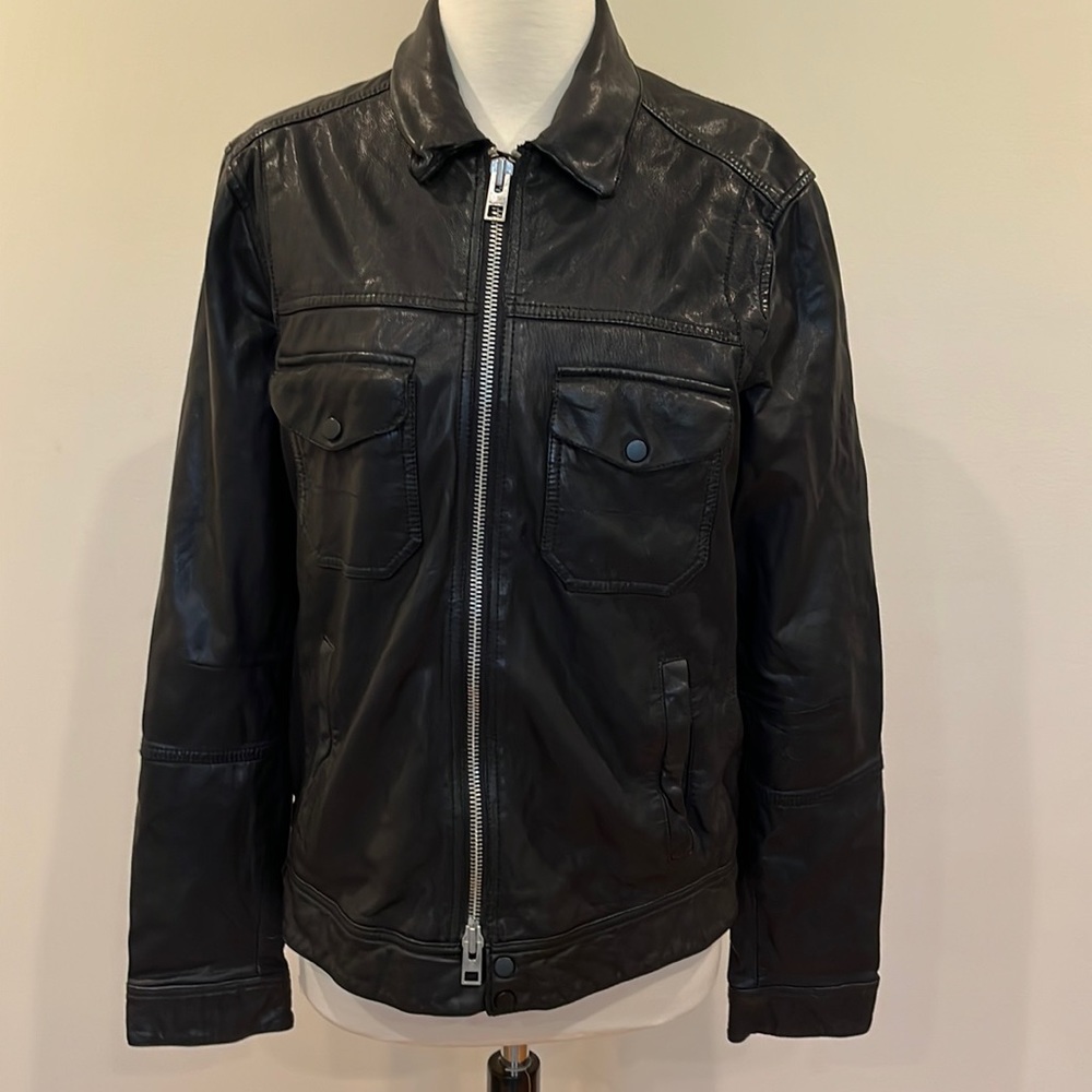All Saints Black Leather Jacket, size small